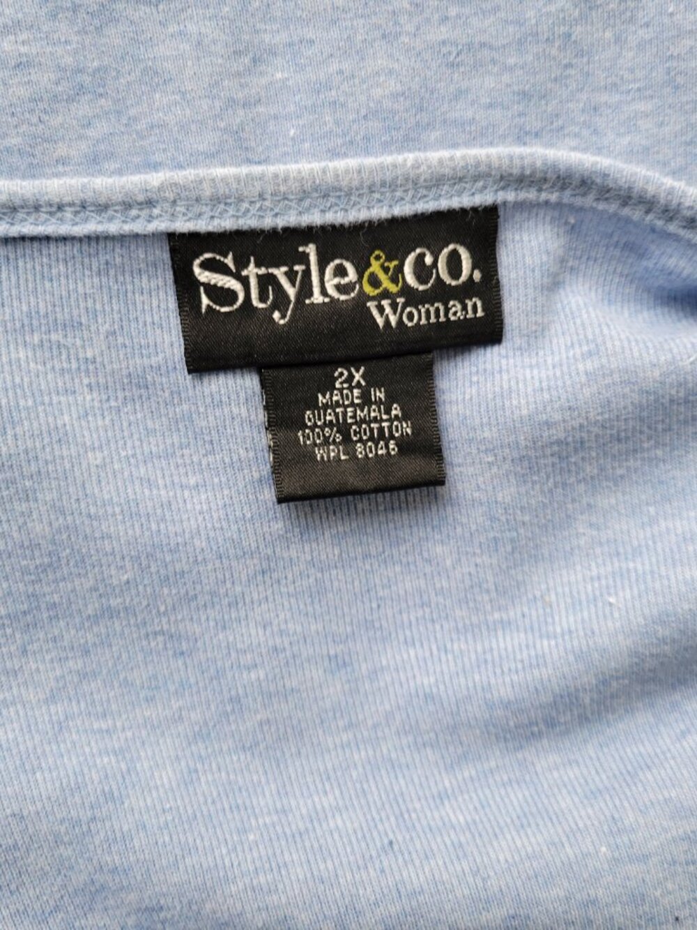Style & Co Women's Blue Knit Top Size 2X V-Neck Long Sleeve Snap BLU120E - Picture 7 of 8
